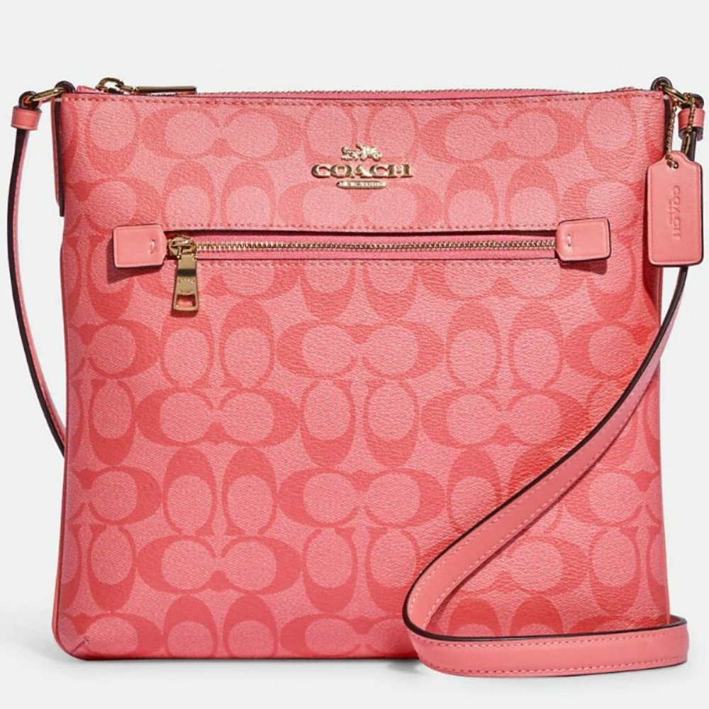 SOLD!!!Coach Rowan File Bag In Signature Canvas, Pink Lemonade